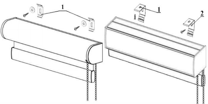Потолочное и настенное крепление кассеты возможно, чтобы открыть окно, потребуется поднять жалюзи, зато потом можно прикрыть проем, что недоступно для моделей с креплением на створку